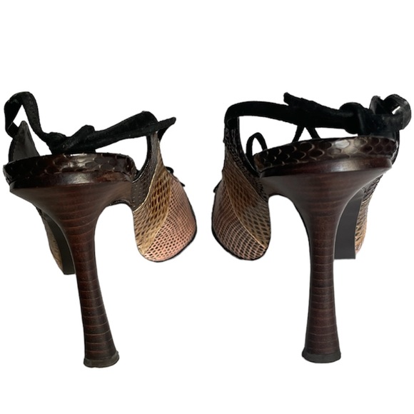 Colin Stuart Multicolored Open Toe Lace Up Snake Print Shoes - Picture 4 of 8